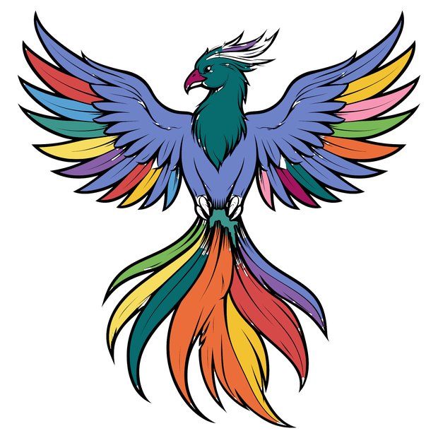 Our phoenix, colored in