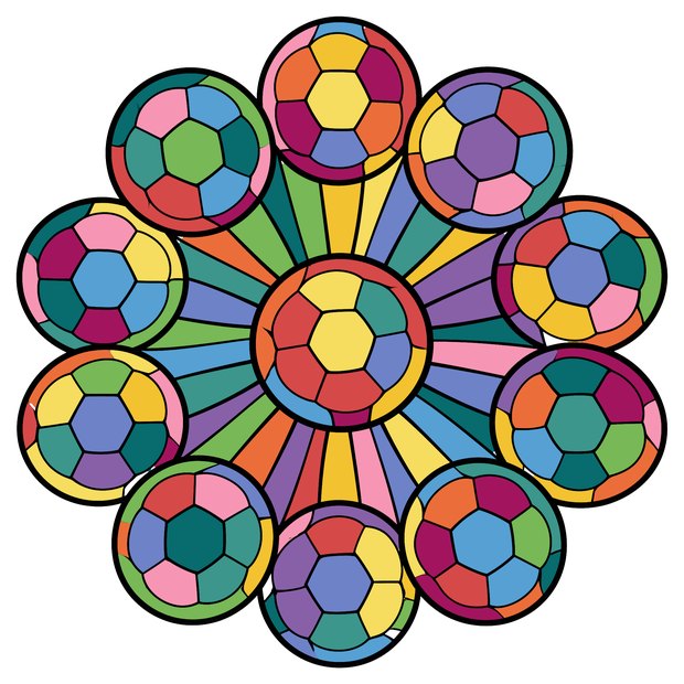 Ball mandala, colored in