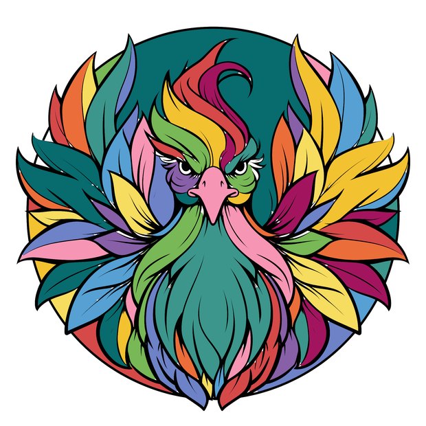 Phoenix mandala, colored in